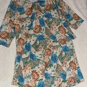 Bechamel Woman Floral 2PC Set ✿ Top 3X Skirt 2X ✿ Blue Tan Mixed Size Set